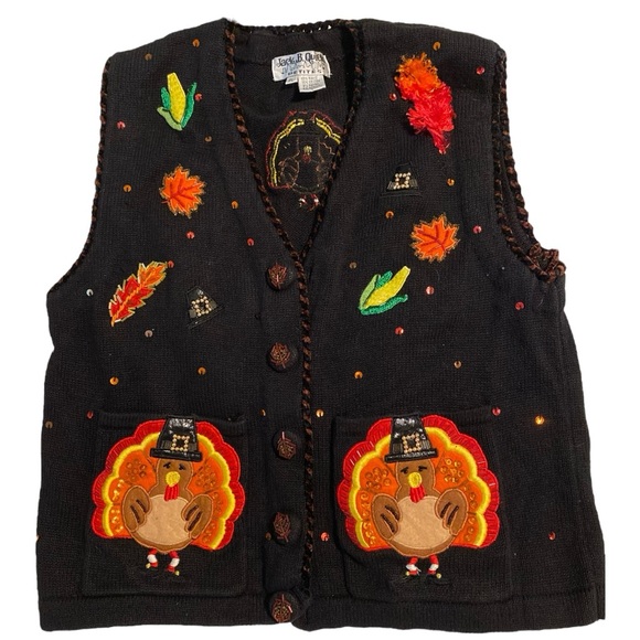 Jack B. Quick Sweaters - Vintage Jack B. Quick Thanksgiving knit embellished vest Petite Large